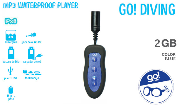 MP3 Go Diving resistente al agua 2 gigas azul