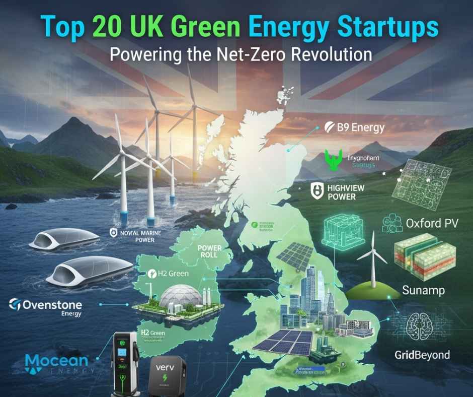 Top 20 Green Energy Startups in UK- Powering the Net Zero Revolution (England, Scotland, Wales & Northern Ireland)